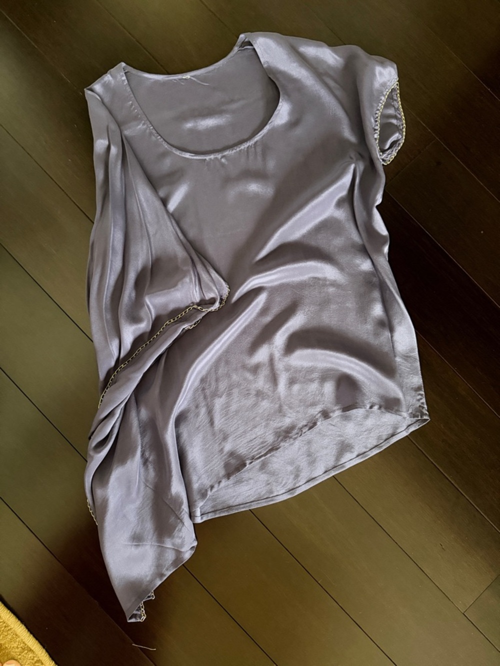 Silky Scoop Neck Blouse in Lavender Gray